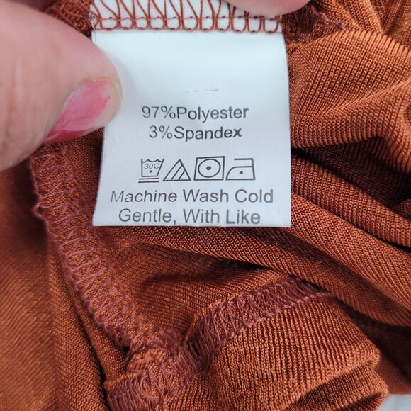 Women's  Slinky Knit Ruched Front Button Down Crop Top Brown Size Medium - Picture 9 of 12